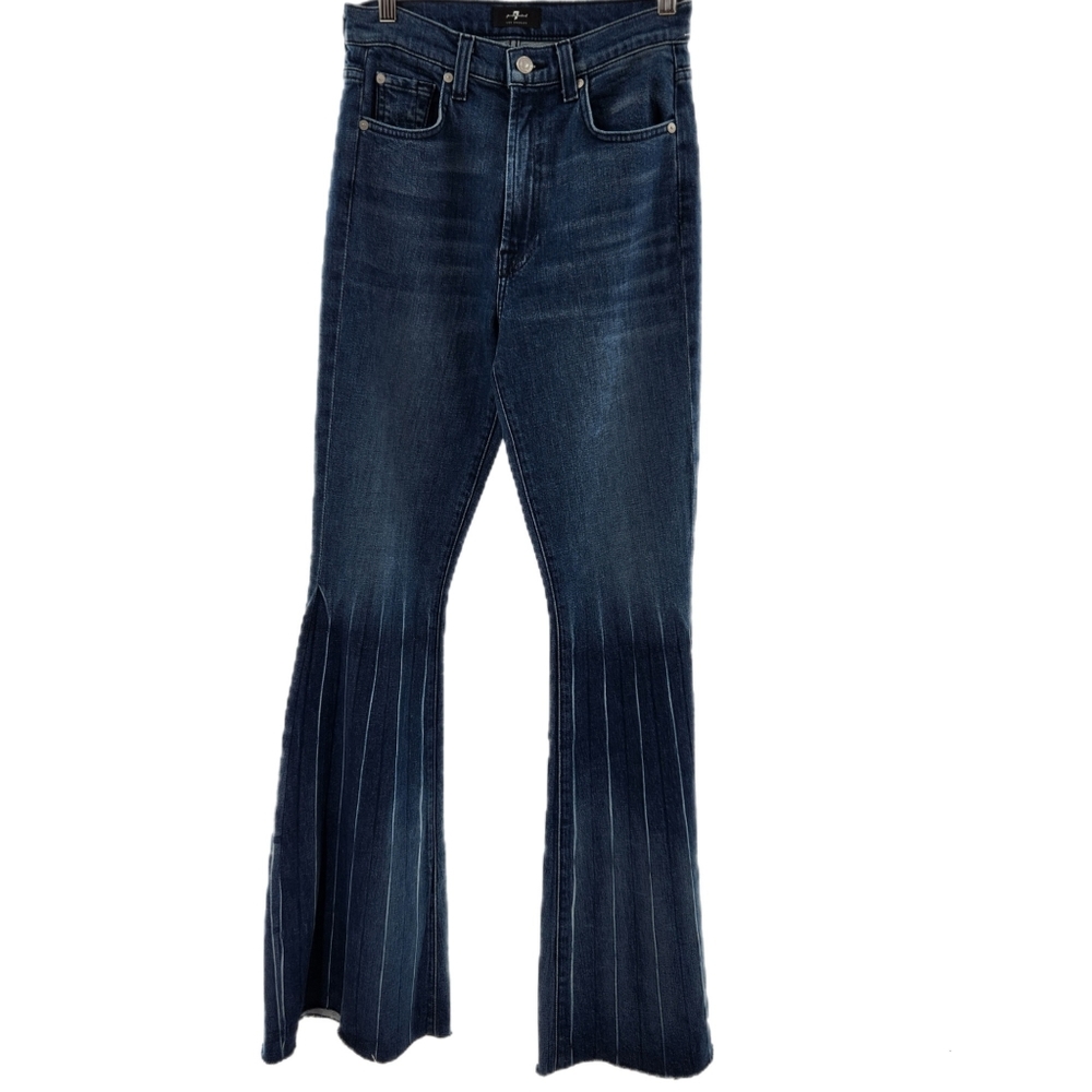 7 For All Mankind Mega Flare High Wasited Greenwich Jeans Womens Size 27 - Picture 3 of 16